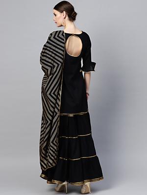gota work kurta sharara set - 17089200 - Standard Image - 3