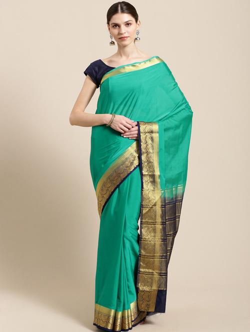 solid woven saree with blouse - 17089588 - Standard Image - 1