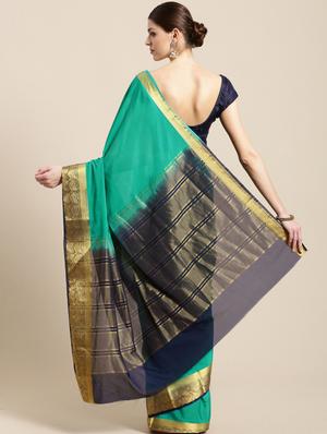solid woven saree with blouse - 17089588 - Standard Image - 2