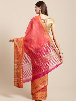 solid woven saree with blouse - 17089595 - Standard Image - 2