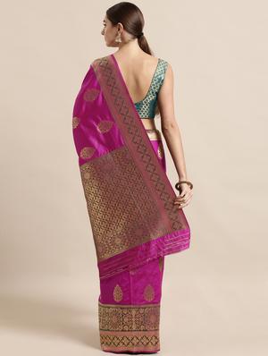 self design woven saree with blouse - 17089860 - Standard Image - 2