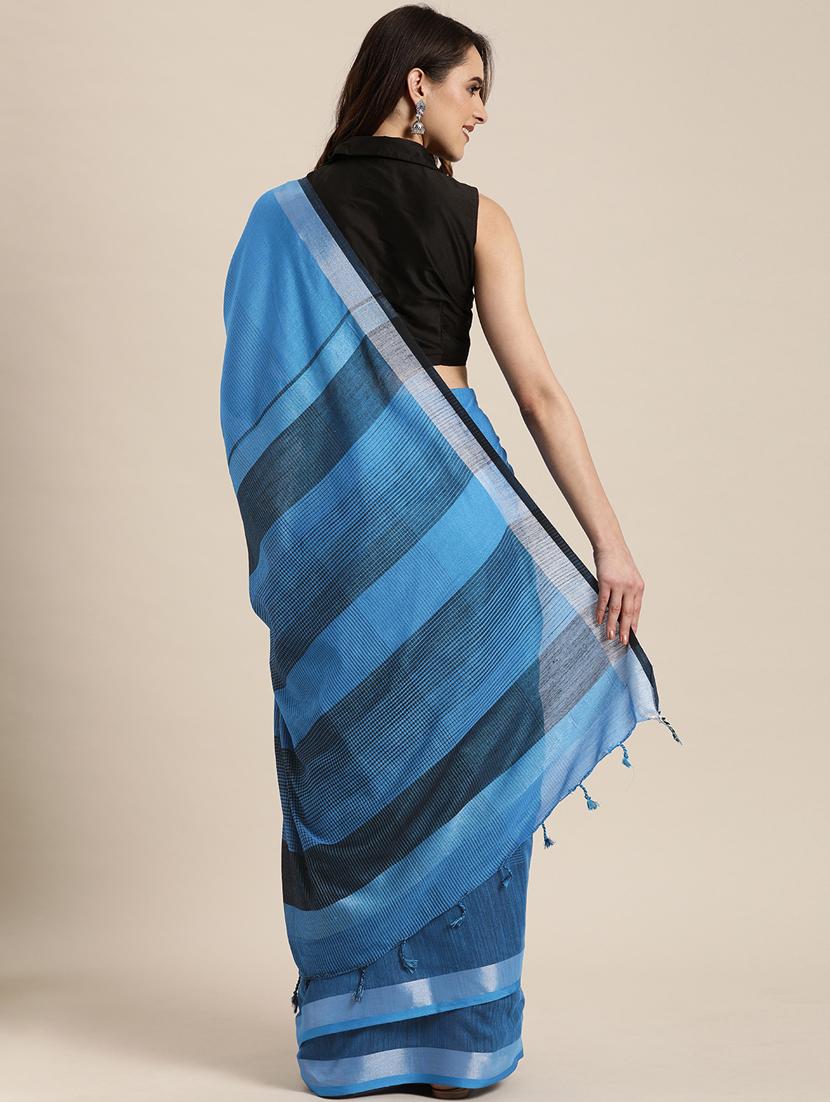solid jamdani saree with blouse - 17089877 - Zoom Image - 2