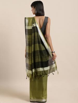 solid jamdani saree with blouse - 17089878 - Standard Image - 2