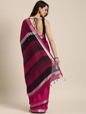 solid jamdani saree with blouse - 17089879 - Standard Image - 2