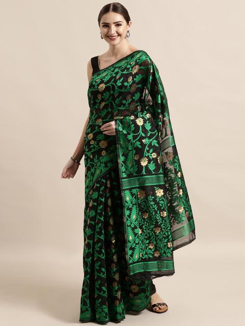 self design jamdani saree with blouse - 17089901 - Standard Image - 1