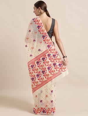 self design jamdani saree with blouse - 17089906 - Standard Image - 2