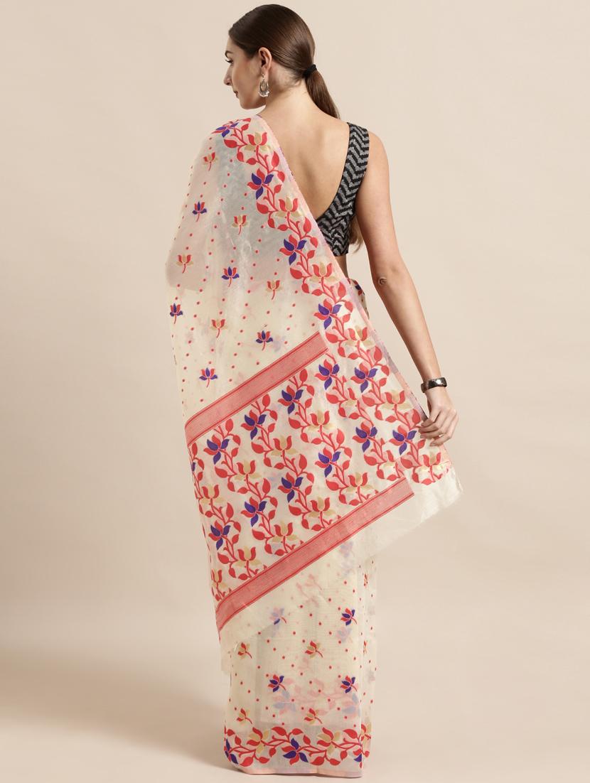 self design jamdani saree with blouse - 17089906 - Zoom Image - 2