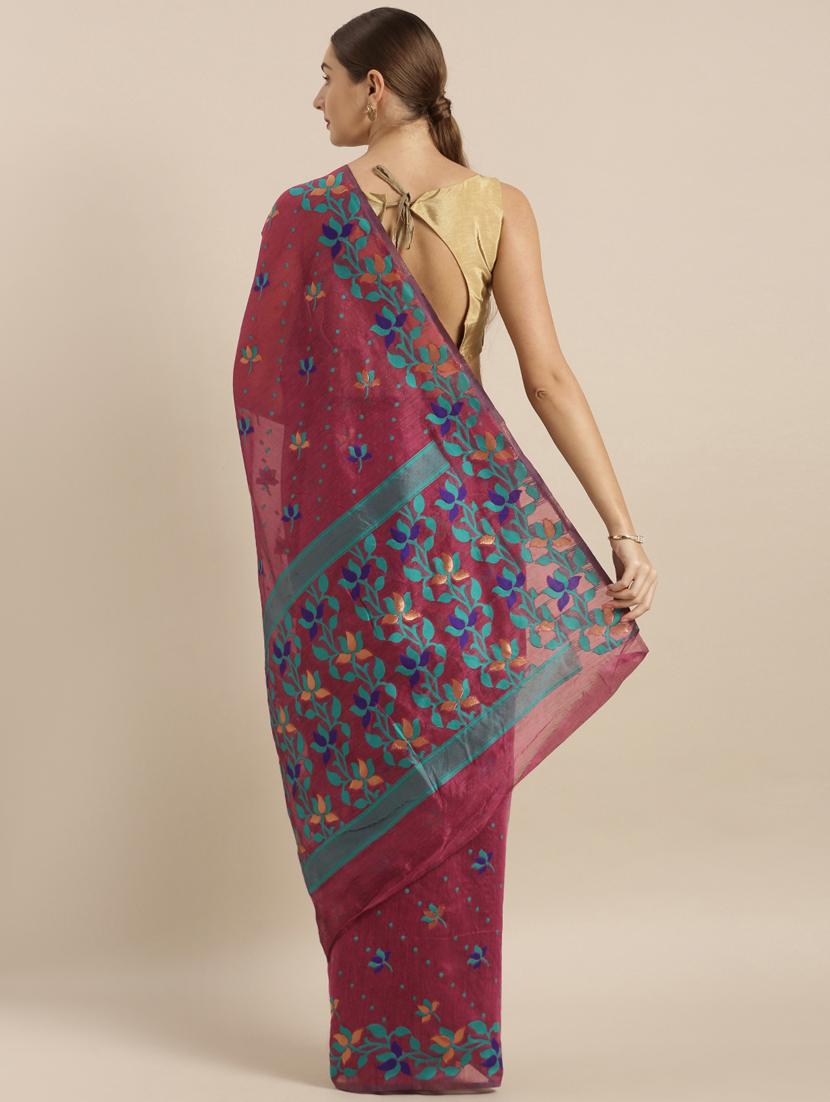 self design jamdani saree with blouse - 17089914 - Zoom Image - 2
