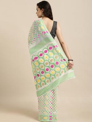 self design jamdani saree with blouse - 17089931 - Standard Image - 2