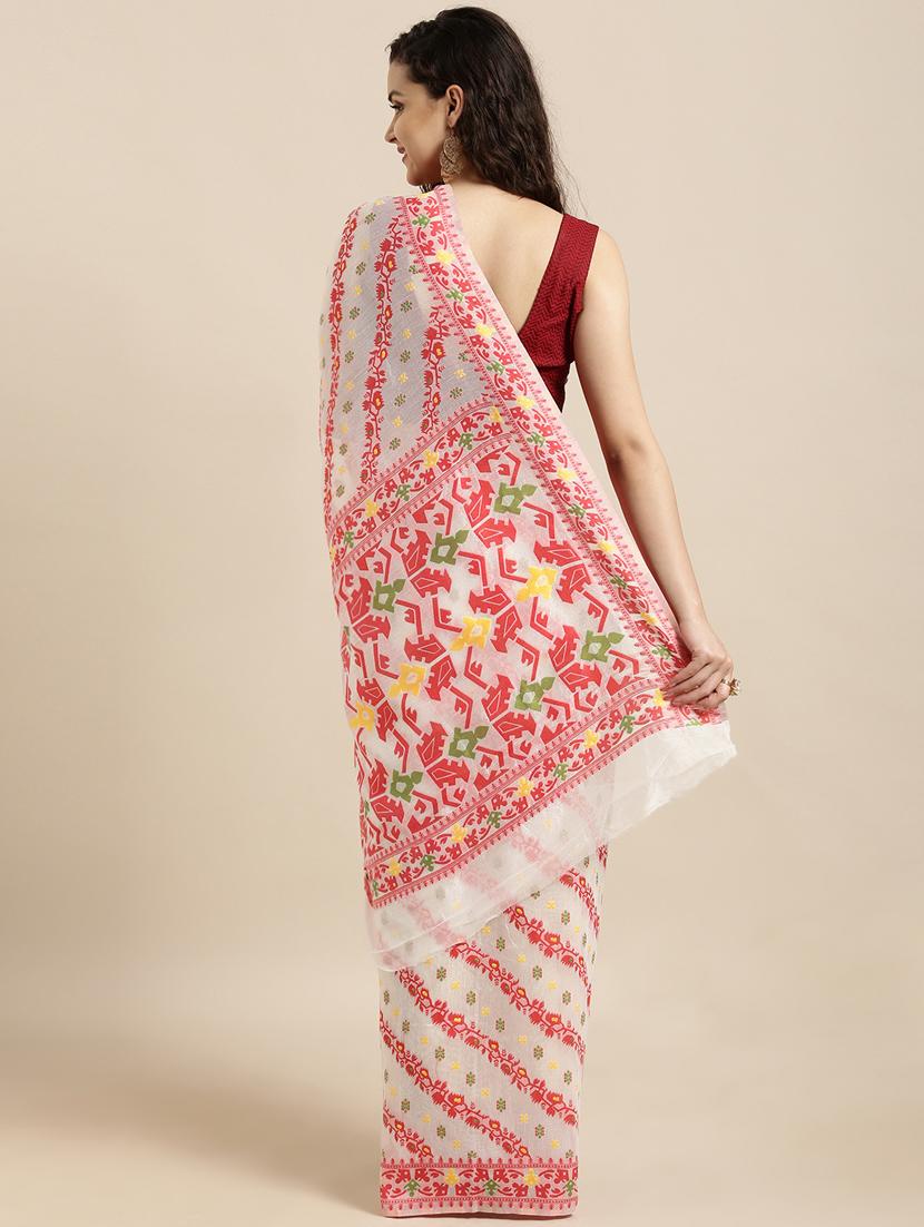 self design jamdani saree with blouse - 17089932 - Zoom Image - 2