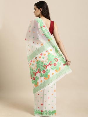 self design jamdani saree with blouse - 17089935 - Standard Image - 2