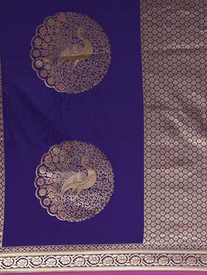 purple silk blend banarasi saree with blouse - 17089983 - Standard Image - 4