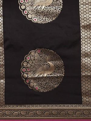 brown silk blend banarasi saree with blouse - 17089984 - Standard Image - 4