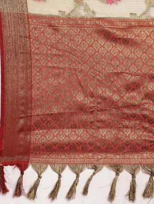 floral banarasi saree with blouse - 17089990 - Standard Image - 4