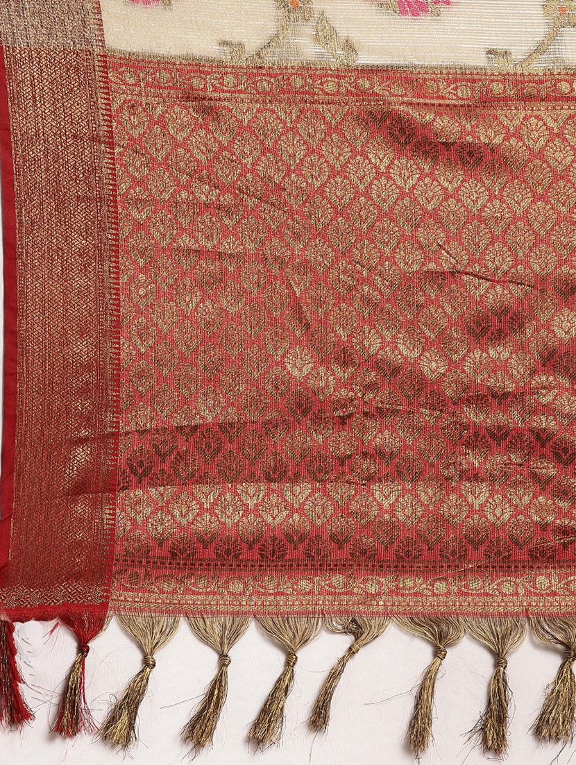 floral banarasi saree with blouse - 17089990 - Zoom Image - 4