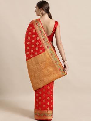 self design banarasi saree with blouse - 17089994 - Standard Image - 2