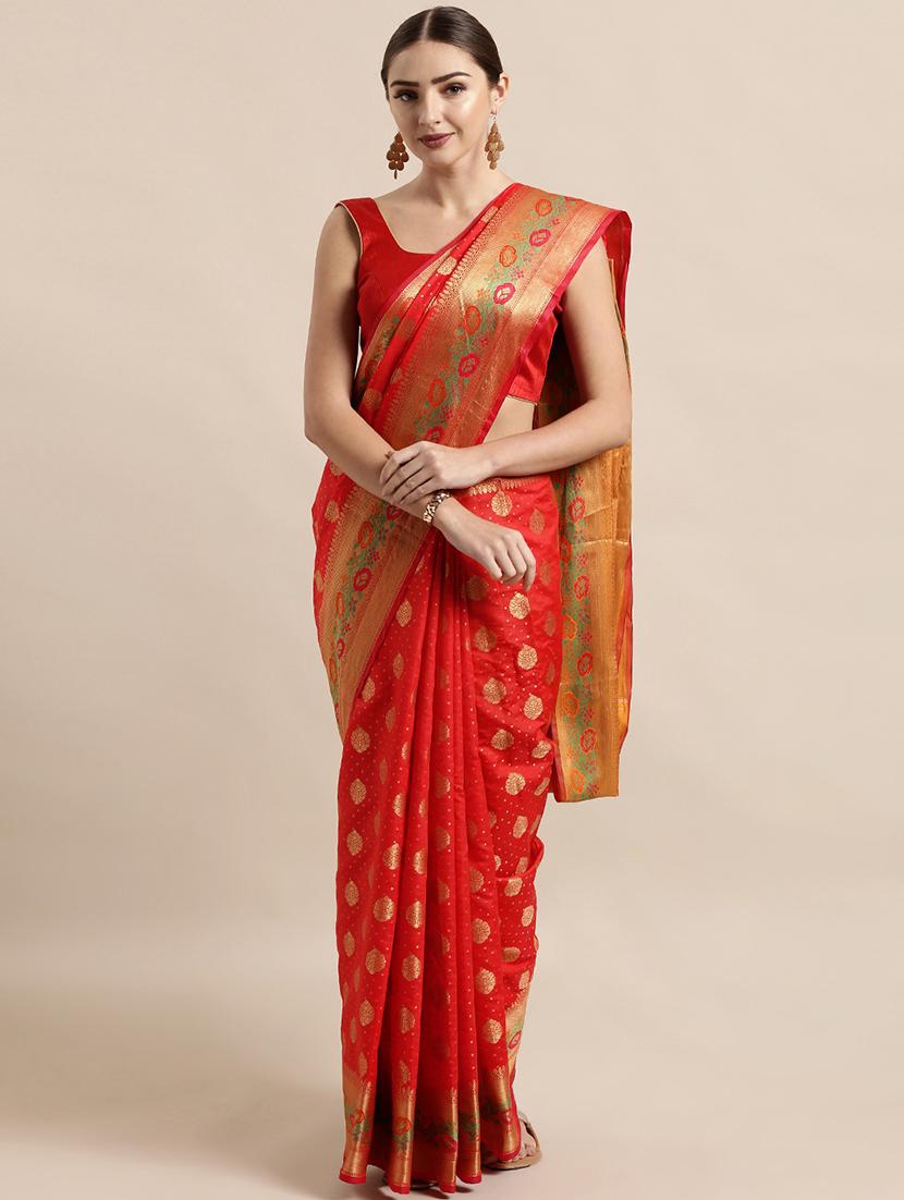 self design banarasi saree with blouse - 17089994 - Zoom Image - 1