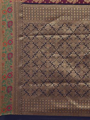 floral banarasi saree with blouse - 17089995 - Standard Image - 5