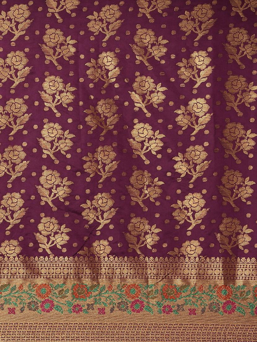 floral banarasi saree with blouse - 17089995 - Zoom Image - 4