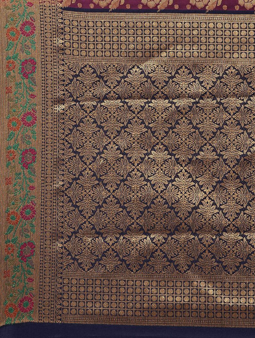 floral banarasi saree with blouse - 17089995 - Zoom Image - 5