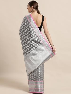 self design kanjivaram saree with blouse - 17090006 - Standard Image - 2