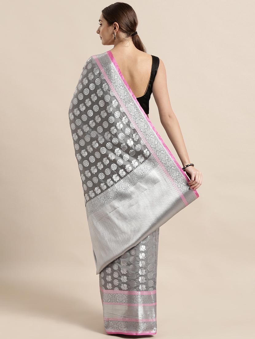 self design kanjivaram saree with blouse - 17090006 - Zoom Image - 2
