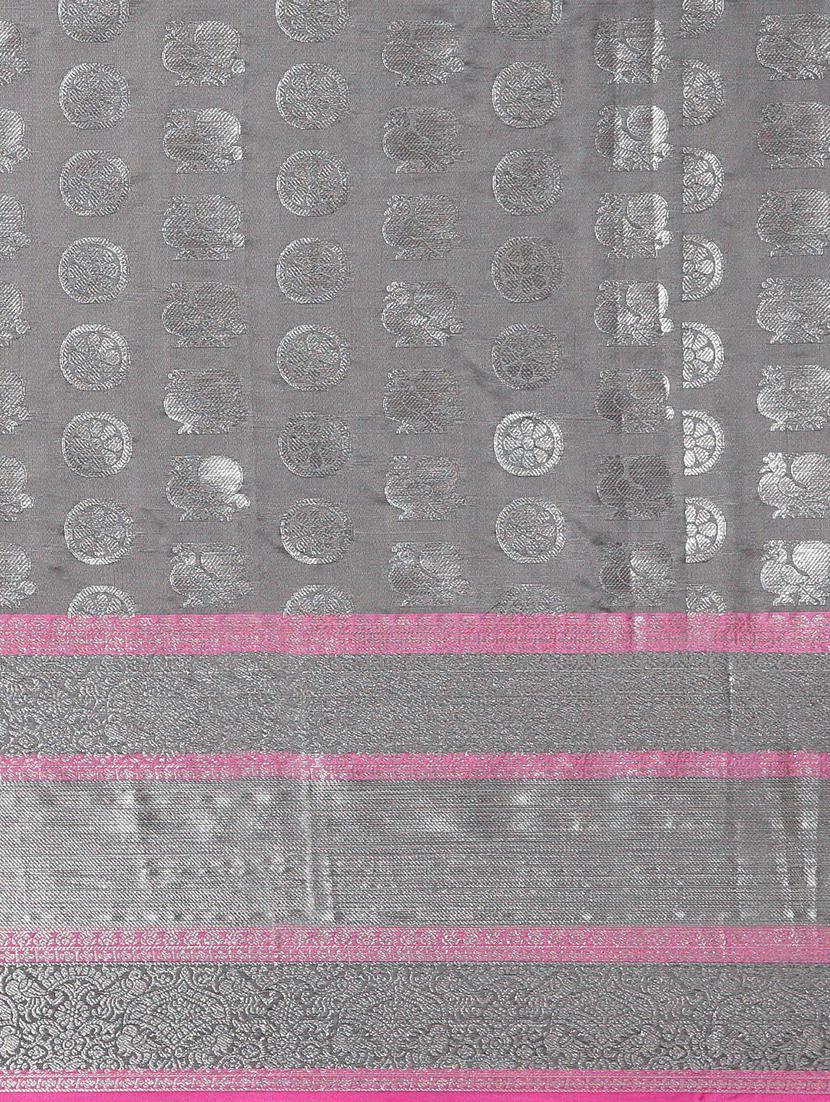 self design kanjivaram saree with blouse - 17090006 - Zoom Image - 4
