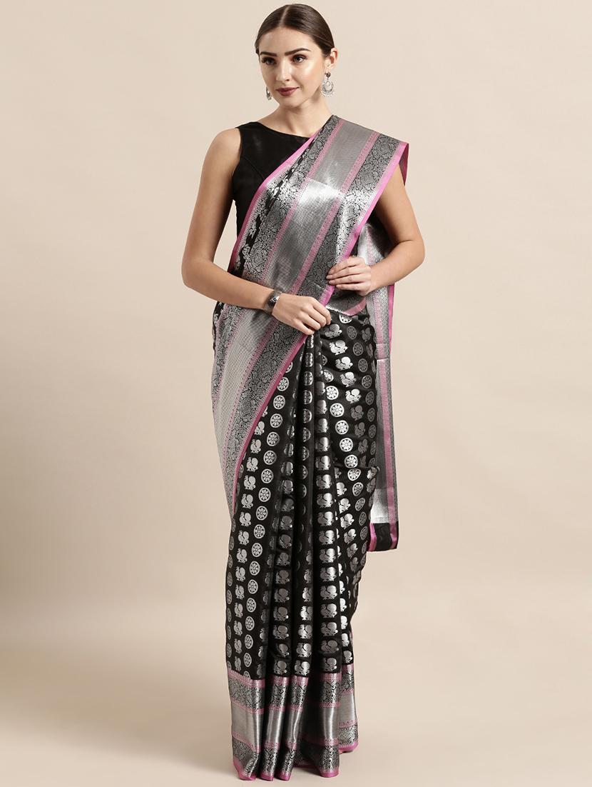 self design kanjivaram saree with blouse - 17090008 - Zoom Image - 1