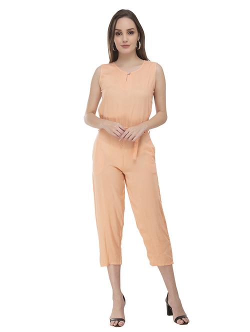 keyhole neck tie front jumpsuit - 17090031 - Standard Image - 1