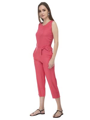 keyhole neck tie front jumpsuit - 17090032 - Standard Image - 2