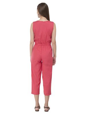 keyhole neck tie front jumpsuit - 17090032 - Standard Image - 3