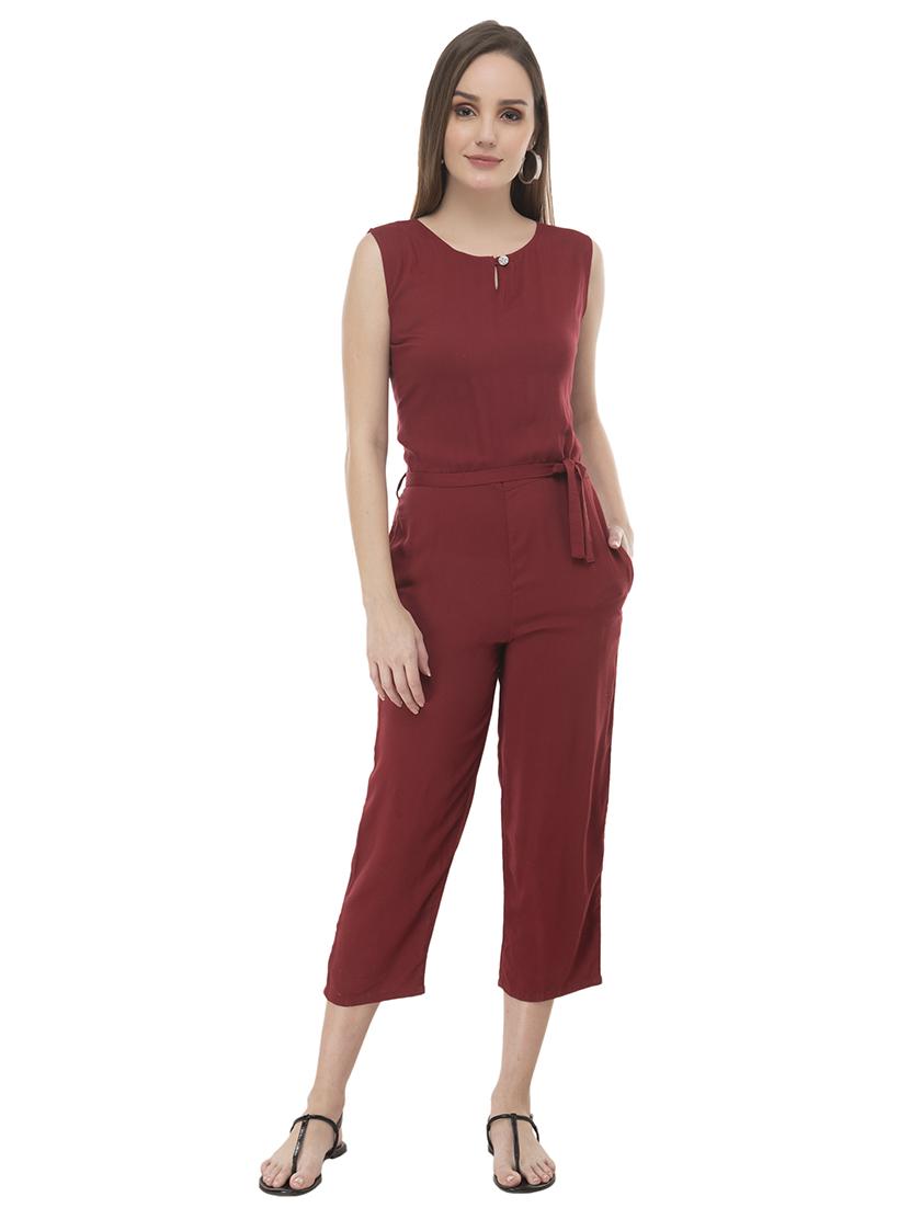 keyhole neck tie front jumpsuit - 17090033 - Zoom Image - 1