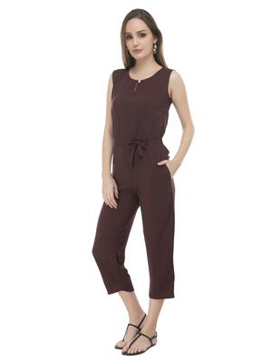 keyhole neck tie front jumpsuit - 17090035 - Standard Image - 2