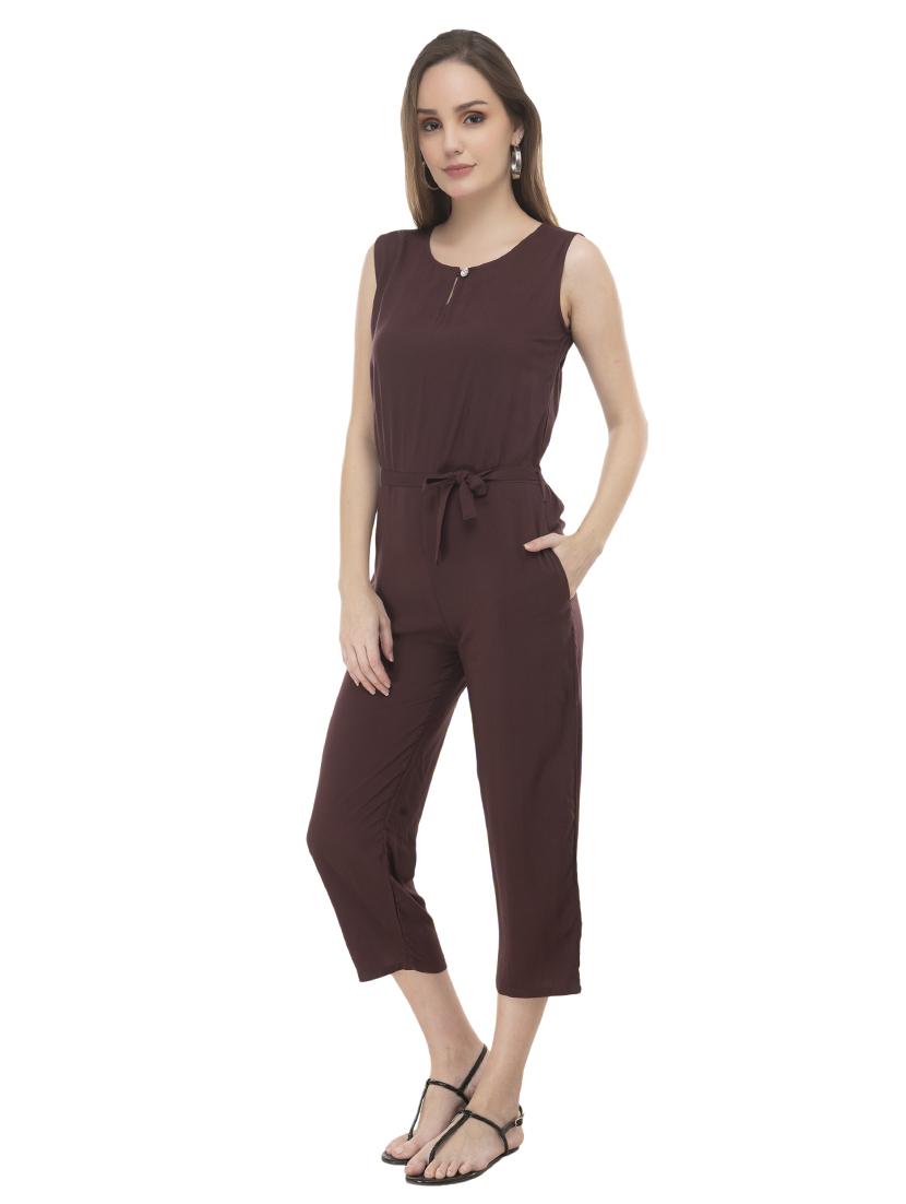 keyhole neck tie front jumpsuit - 17090035 - Zoom Image - 2