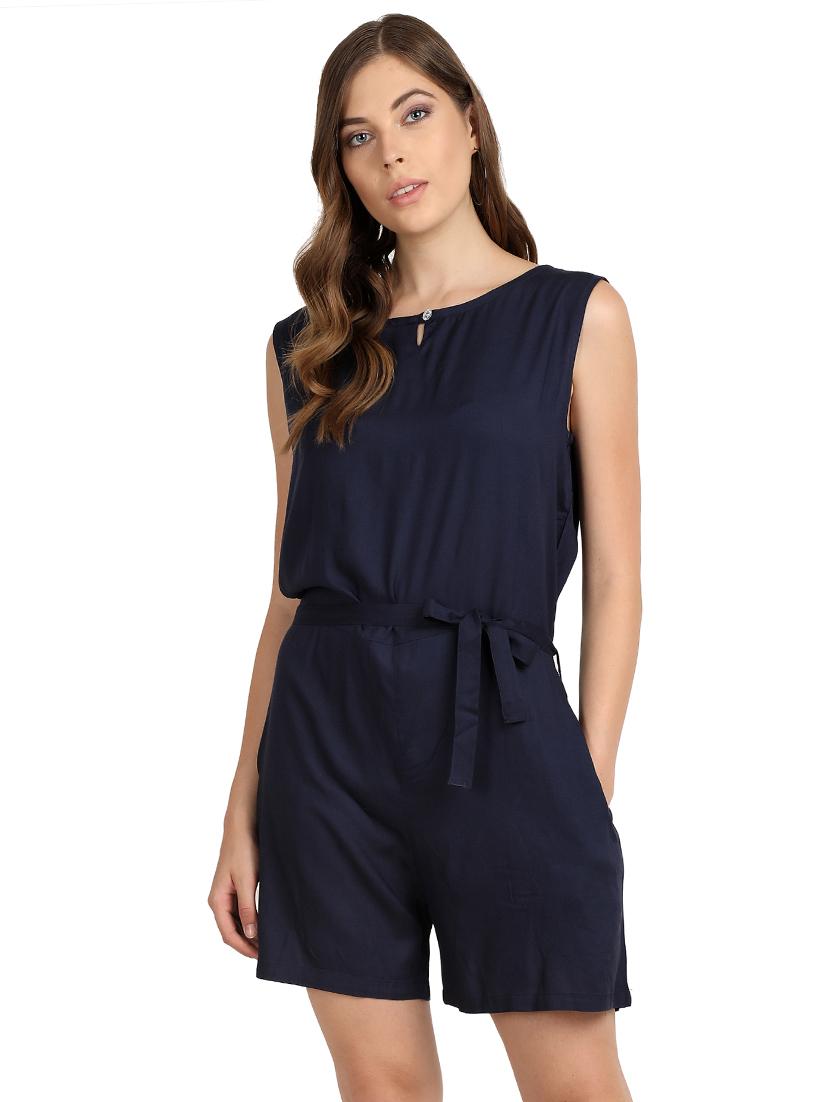 keyhole neck solid romper - 17090071 - Zoom Image - 1