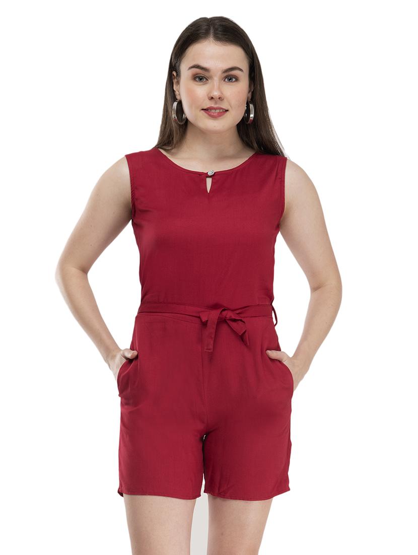 keyhole neck solid romper - 17090077 - Zoom Image - 1