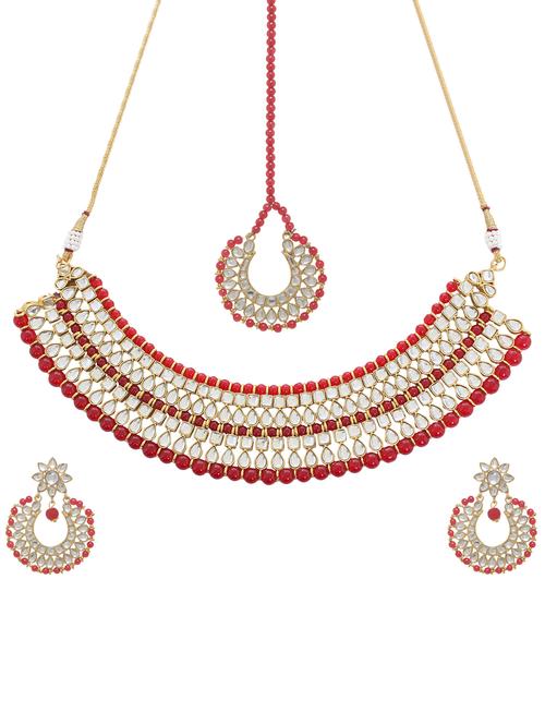 red metal necklaces and earring - 17090598 - Standard Image - 1