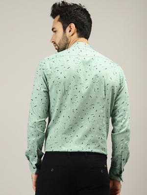 green printed casual shirt - 17090621 - Standard Image - 3