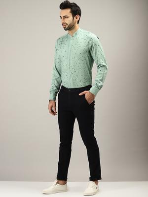 green printed casual shirt - 17090621 - Standard Image - 4