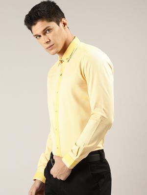 yellow self design casual shirt - 17090639 - Standard Image - 2