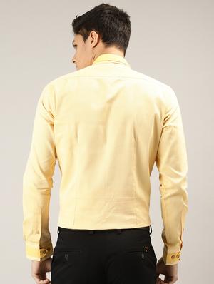yellow self design casual shirt - 17090639 - Standard Image - 3