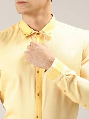 yellow self design casual shirt - 17090639 - Standard Image - 5