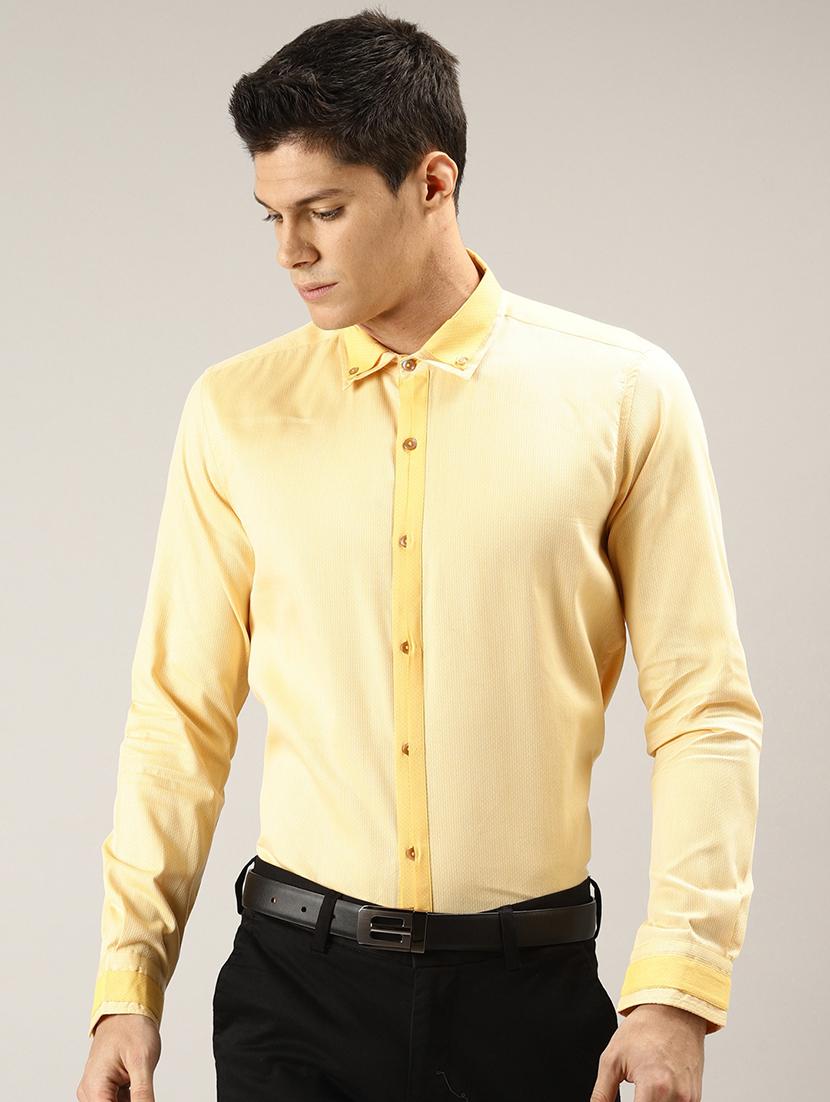 yellow self design casual shirt - 17090639 - Zoom Image - 1