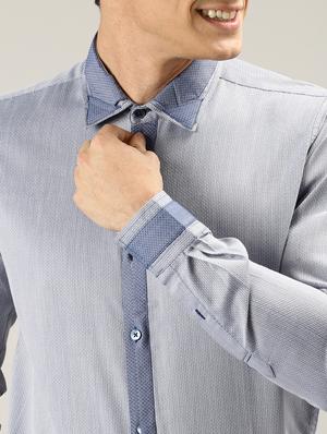 light blue self design casual shirt - 17090650 - Standard Image - 5