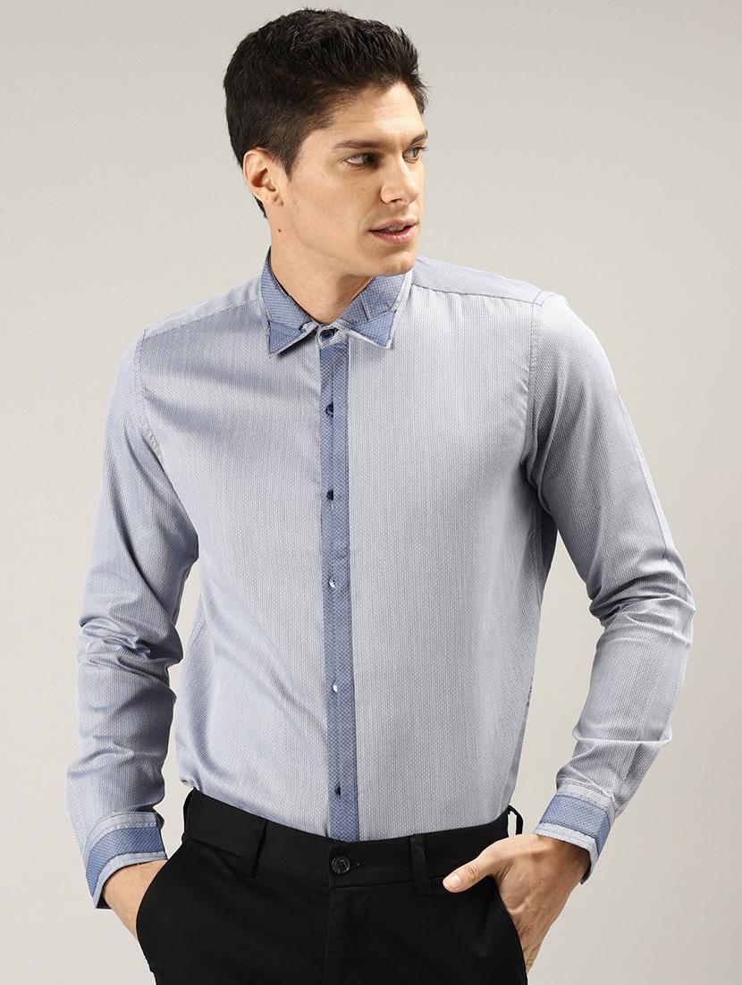 light blue self design casual shirt - 17090650 - Zoom Image - 1