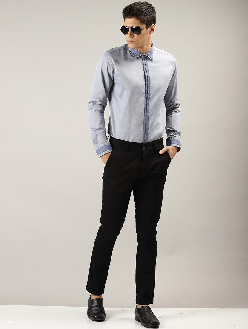 light blue self design casual shirt - 17090650 - Zoom Image - 4