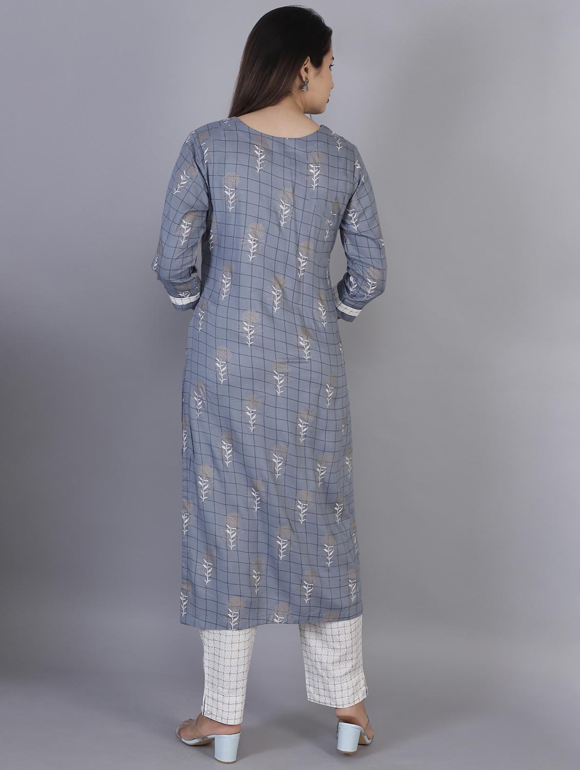 checkered kurta pant set - 17090951 - Zoom Image - 3