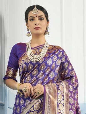self design woven saree with blouse - 17091119 - Standard Image - 2