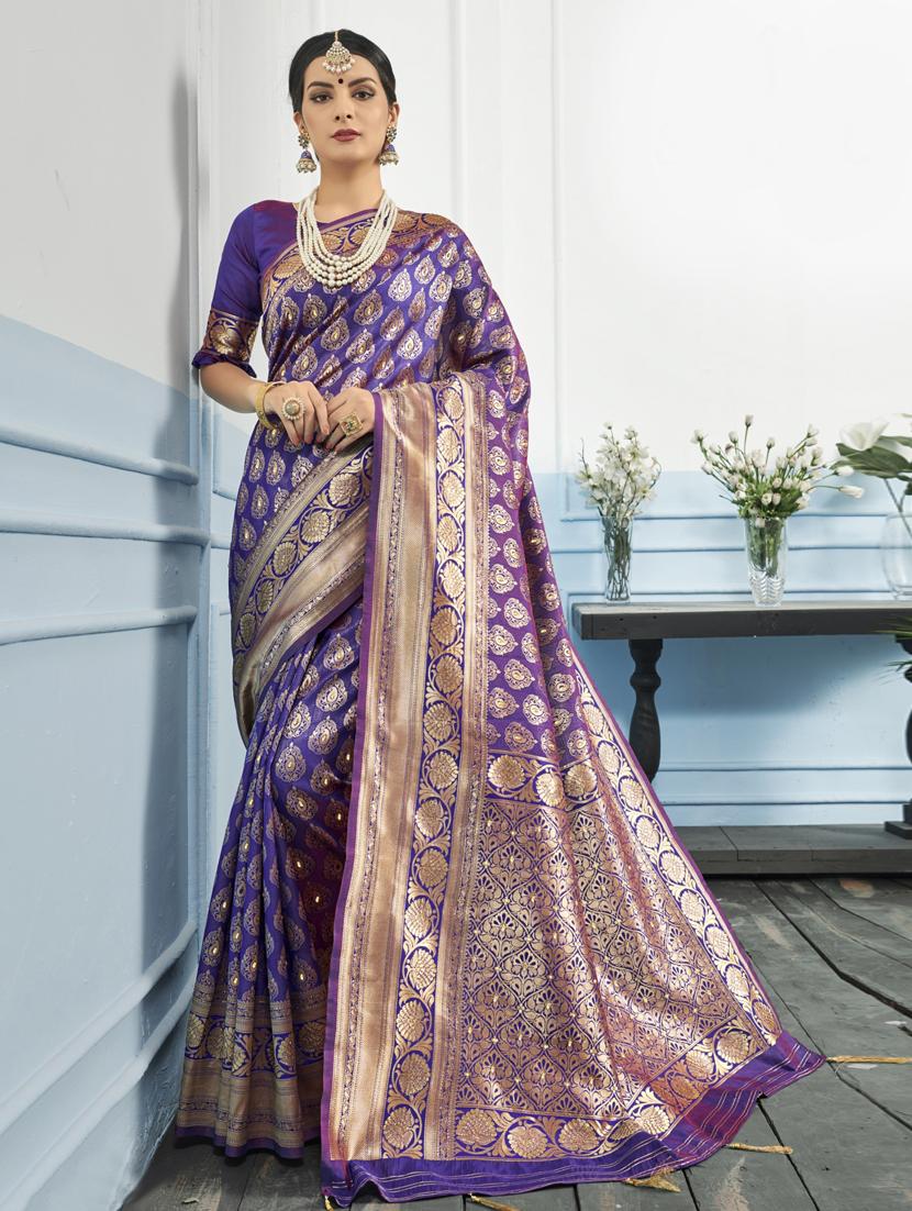 self design woven saree with blouse - 17091119 - Zoom Image - 1