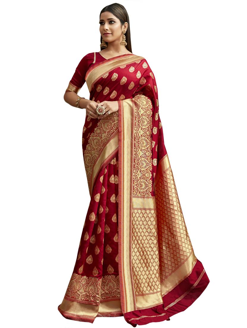self design woven saree with blouse - 17091192 - Zoom Image - 1